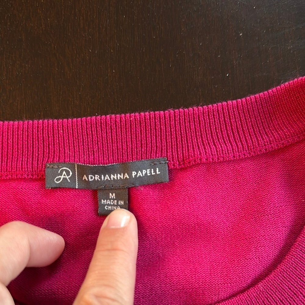 Adrianna Papell Red Pleated Sleeve Top - Picture 2 of 3